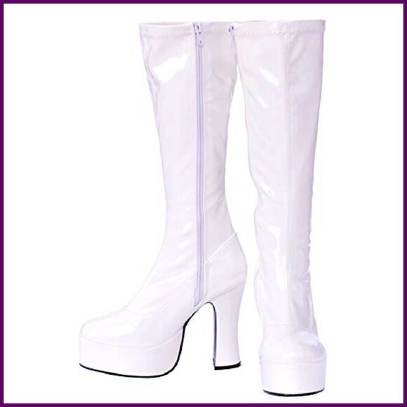 Thigh-High Stiletto Boots, Patent Leather, Side Zipper, Costume Footwear - Picture 3 of 5